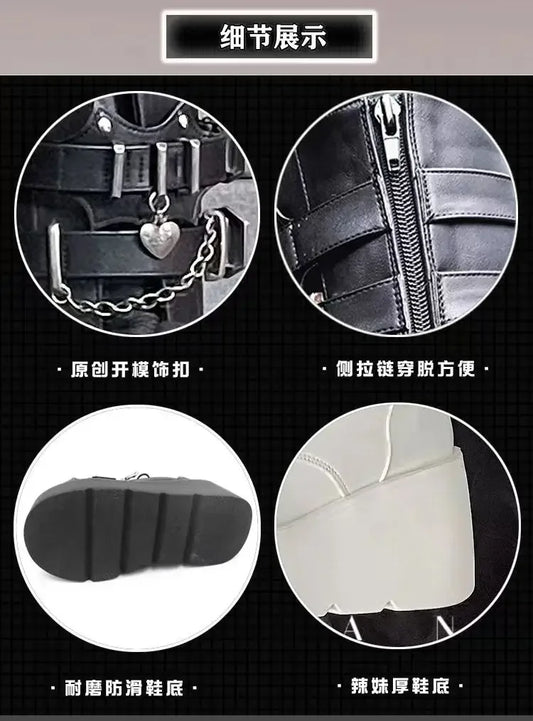 Spicy Punk Wind Thick Bottom Boots Fall Round Toe Gothic Muffin Bottom Tall Knight Boots Sorbern Boots Platform Boots