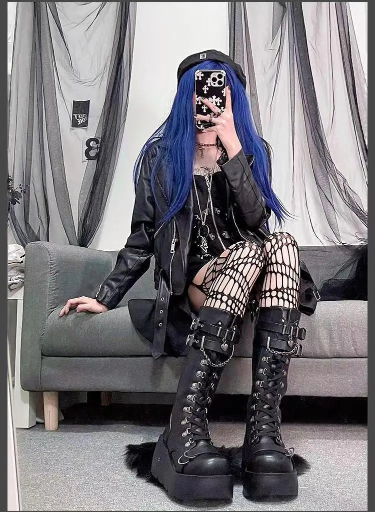 Nightfall Punk Tower Boots – Stivali alti platform donna gothic