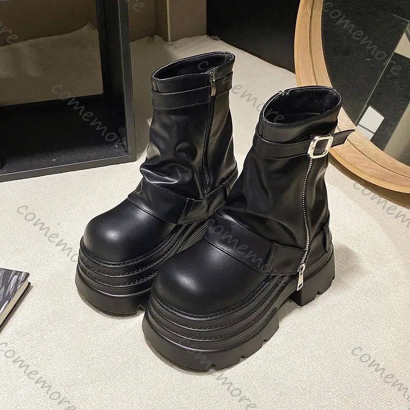 Riot 10 Platform Ankle Boots – Stivaletti donna punk con suola 10 cm