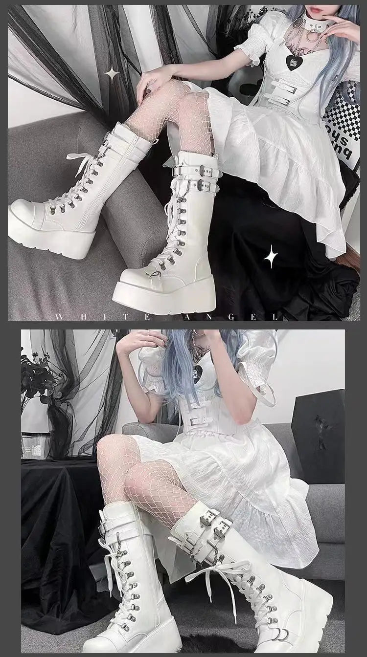 Nightfall Punk Tower Boots – Stivali alti platform donna gothic