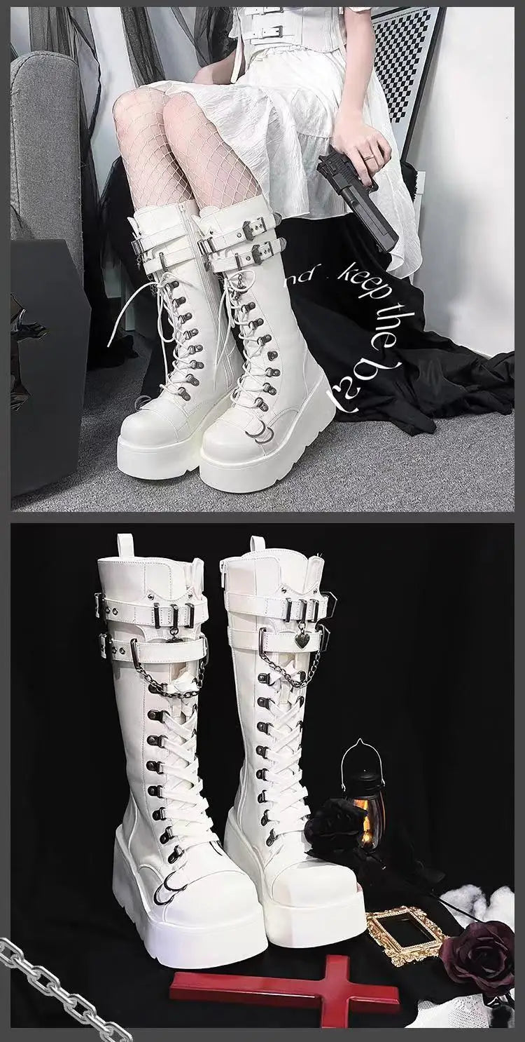 Nightfall Punk Tower Boots – Stivali alti platform donna gothic