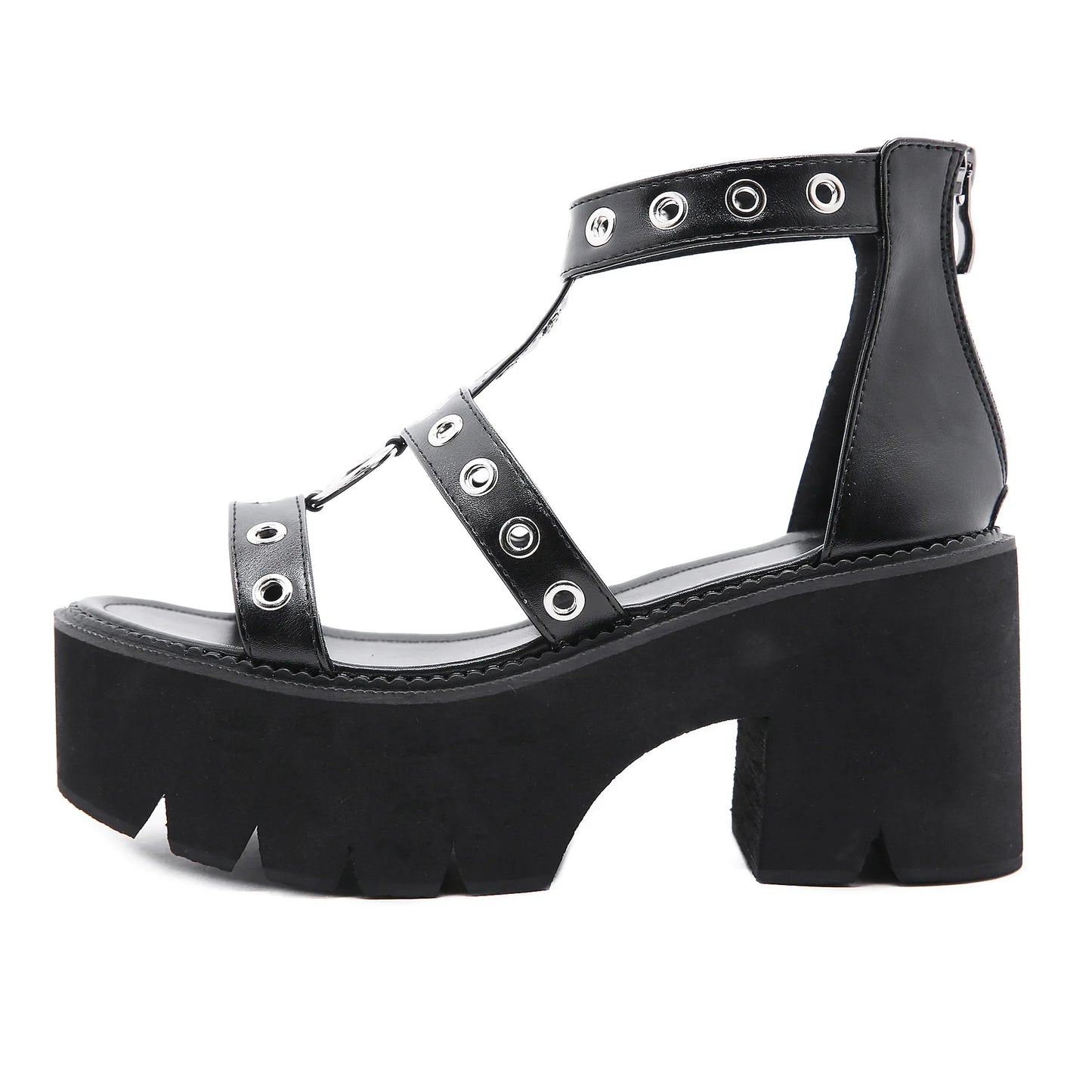 Dark Rebel Eyelet Platforms – Sandali donna gothic con fibbie