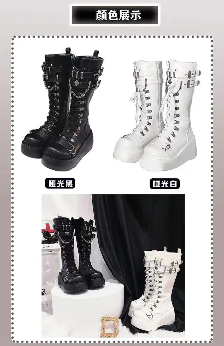 Nightfall Punk Tower Boots – Stivali alti platform donna gothic