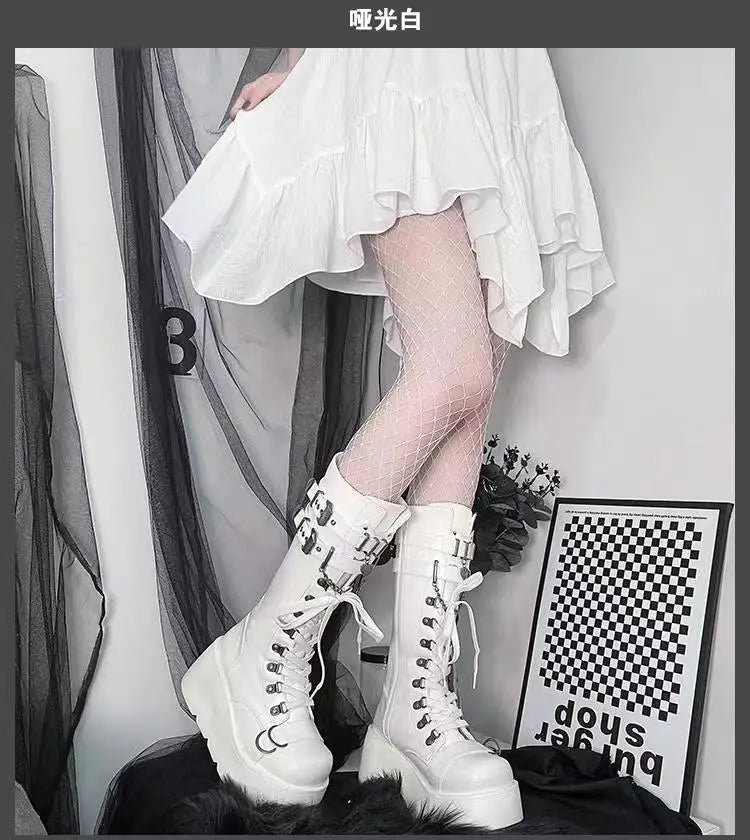 Nightfall Punk Tower Boots – Stivali alti platform donna gothic