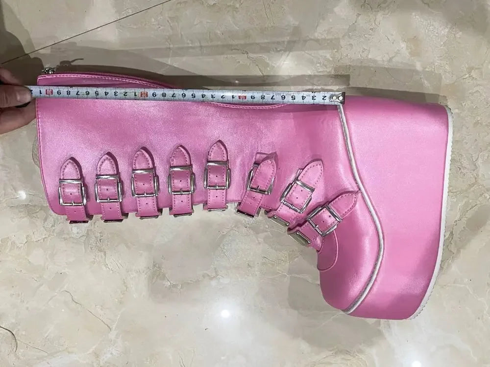 Valkyrie Buckle Platform Boots – Stivali alti donna gothic con fibbie