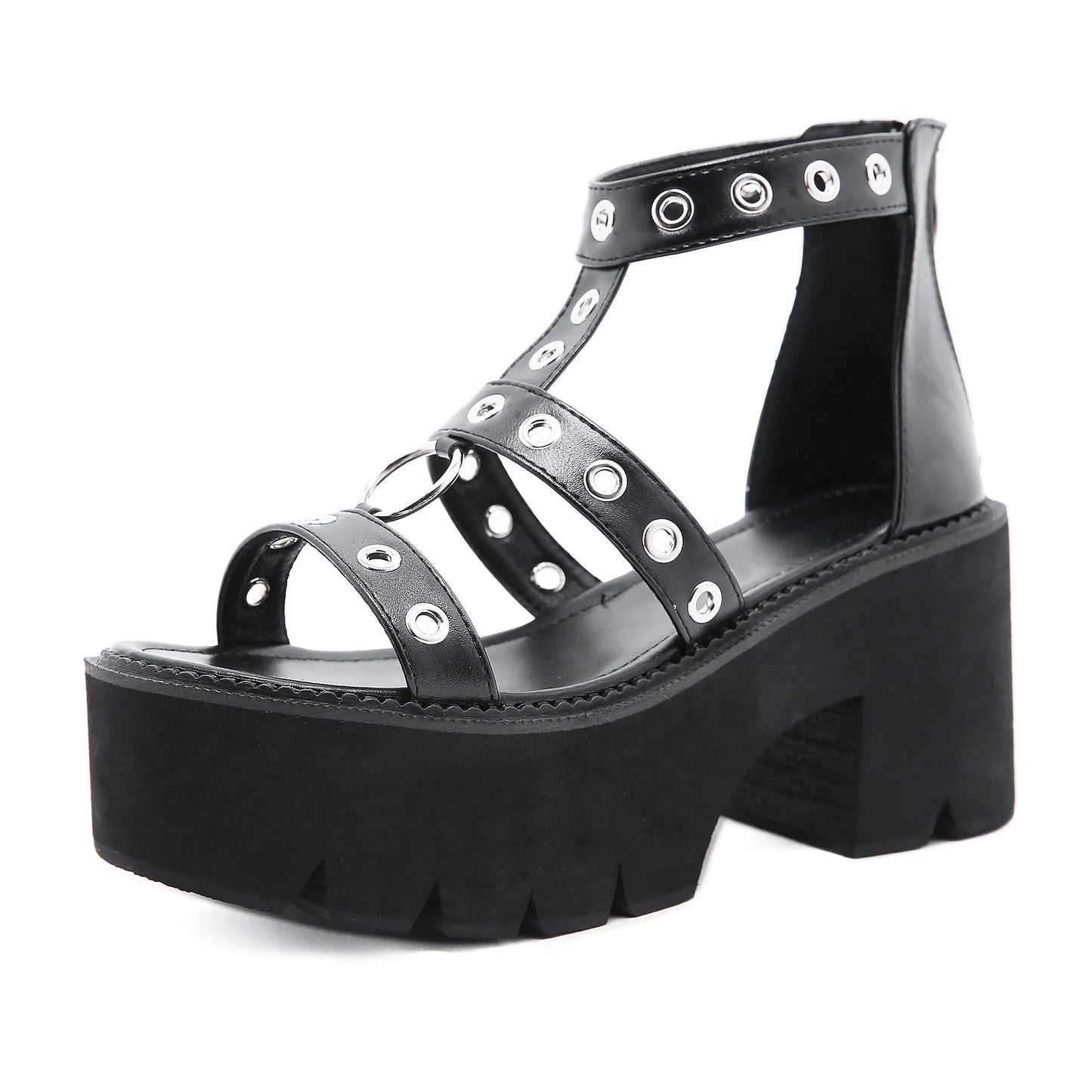 Dark Rebel Eyelet Platforms – Sandali donna gothic con fibbie
