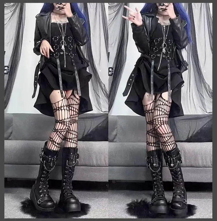 Nightfall Punk Tower Boots – Stivali alti platform donna gothic