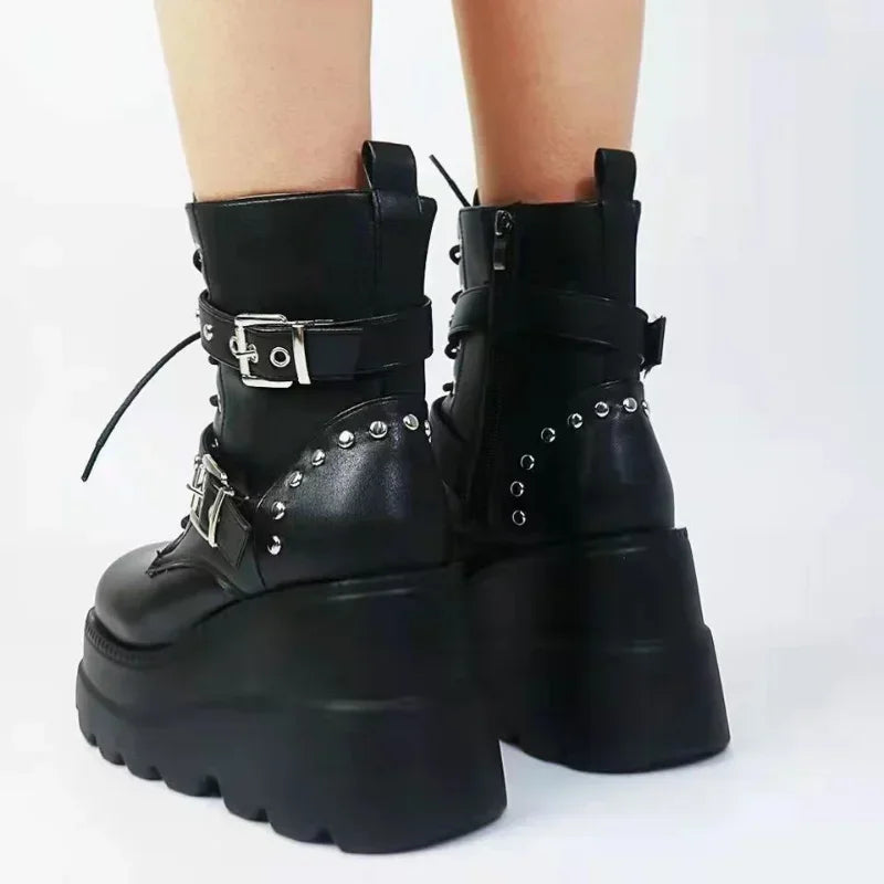 Rebel Eclipse Platform Boots – Stivali donna gothic ribelli